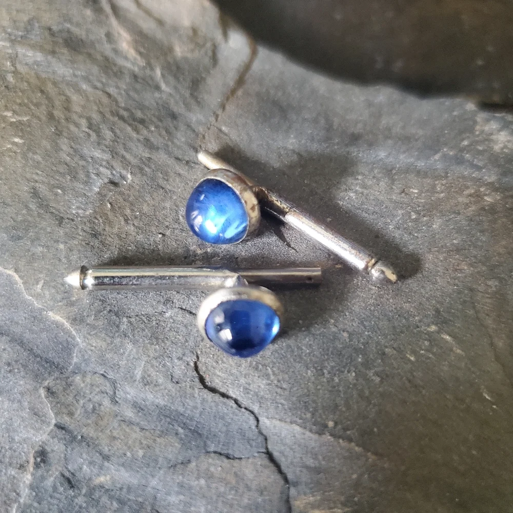 Vintage Sterling Silver Blue Stone Cufflinks